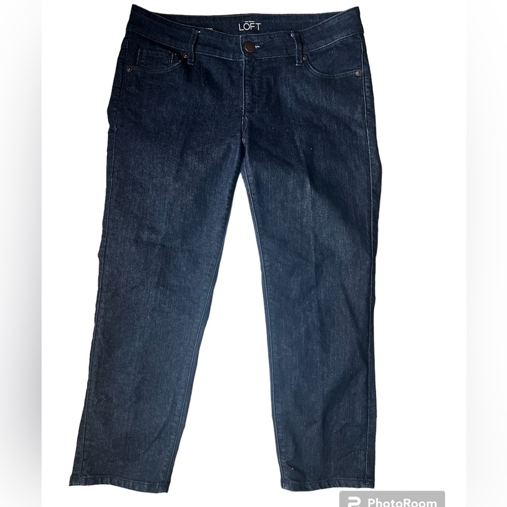 Ann Taylor Loft modern crop dark denim crop jeans 8